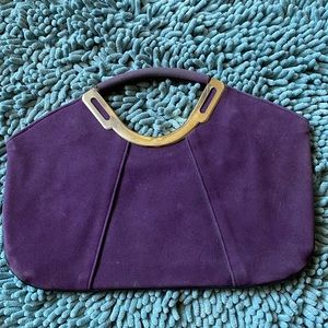 Vintage 80s Purple Faux Suede Handbag